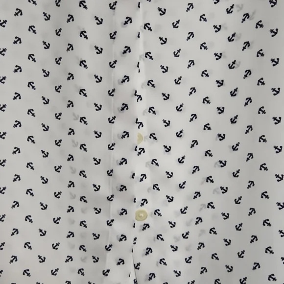 Banana Republic Anchor Print Top Sleeveless White w/Navy Blue Anchors - Picture 3 of 4